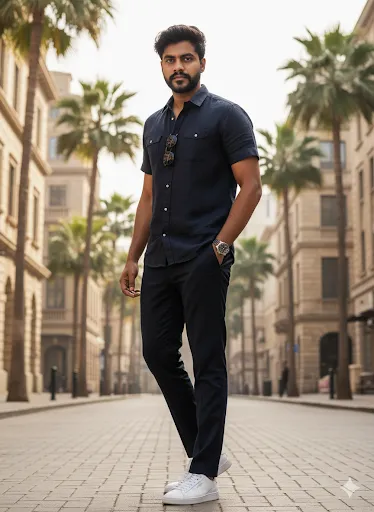 Stylish Men's Street Fashion in Urban Setting (Gemini Ai Prompt)