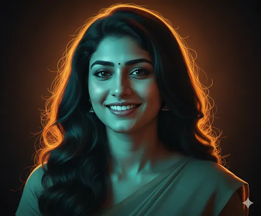 Radiant Aura – Woman with Flowing Hair in Warm Backlight (Gemini Ai Prompt)