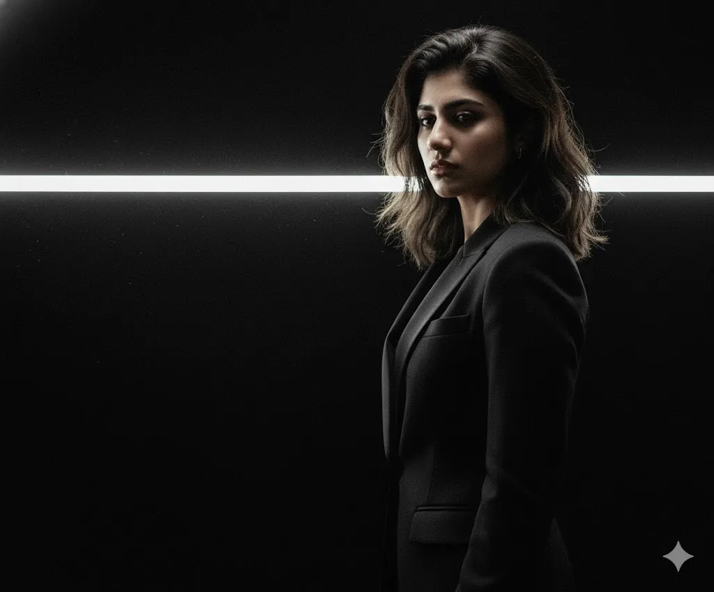 Elegant Woman in Purple Off-Shoulder Gown with Lace Gloves – Dramatic Studio Fashion Portrait (Gemini Ai Prompt)